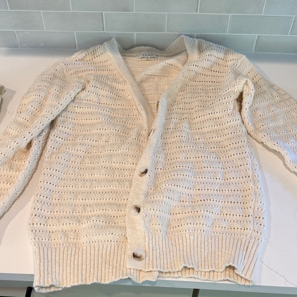 Z Supply Cream Button-Up Cardigan